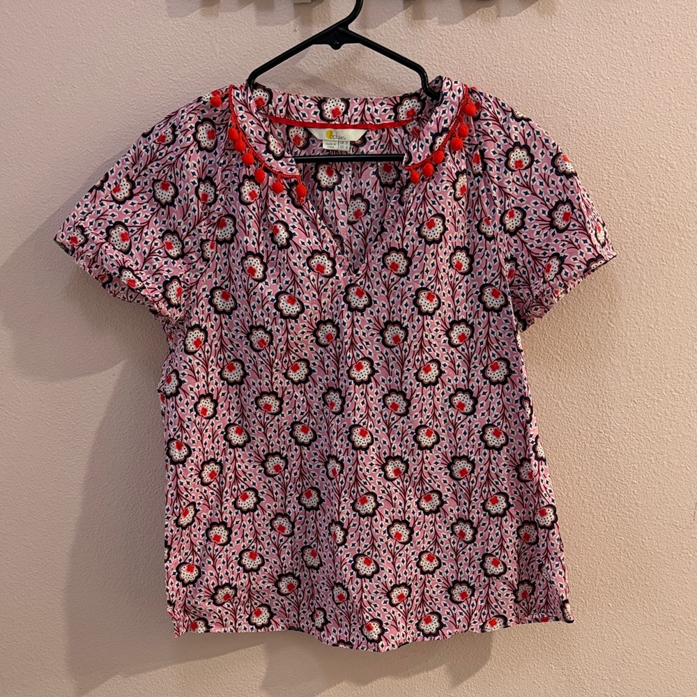 Boden Navy and Red Patterned Blouse